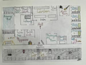 En anglais LV1, les 6e du Collège N.Dame de l'Assomption de Bavay ont réfléchi à l’école de leurs rêves, ont dessiné un plan et ont décrit à l’oral cette école, l’école idéale ! 2