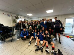 Finales territoriales de rugby à 7, sur les terrains pluvieux de l’Hippodrome de Marcq-en-Baroeul poru les élèves de l'Institution Saint Jean de Douai.